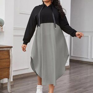 Shein® Plus Size Two-Tone Curved-Hem Hoodie Dress 3XL (US 18)